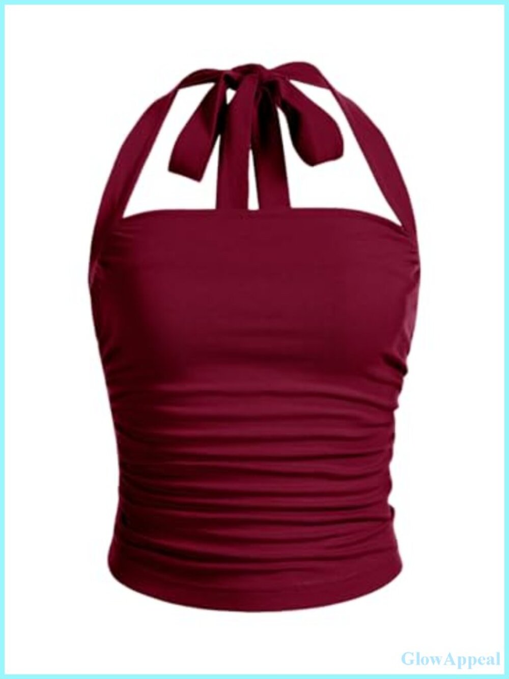 Women's Y2K Ruched Halter Cami Top Sleeveless Knot Back Crop